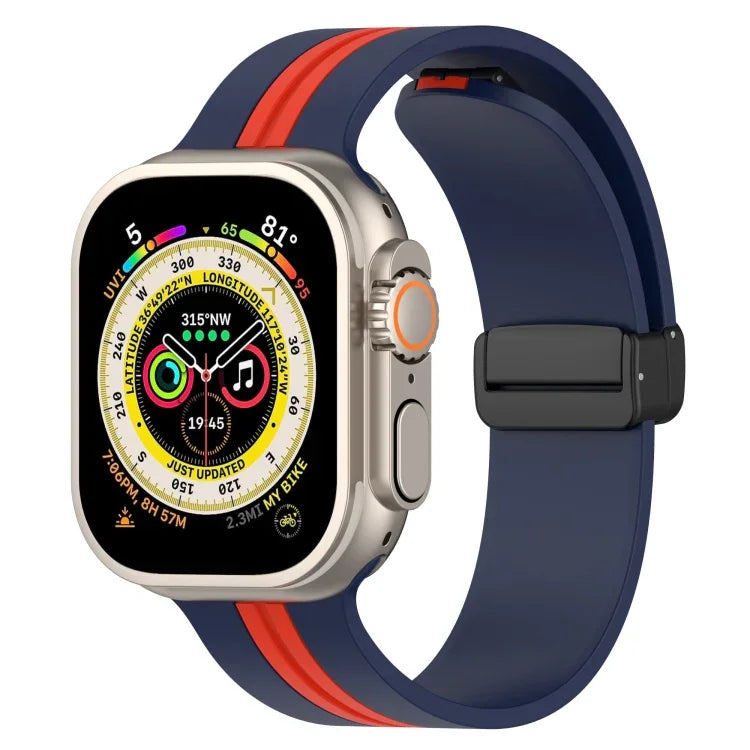 Dây đồng hồ silicone hai màu khóa nam châm, Dành cho Apple Watch Ultra 49mm, Dành cho Apple Watch Series 8&7 45mm, Dành cho Apple Watch Series 8&7 41mm