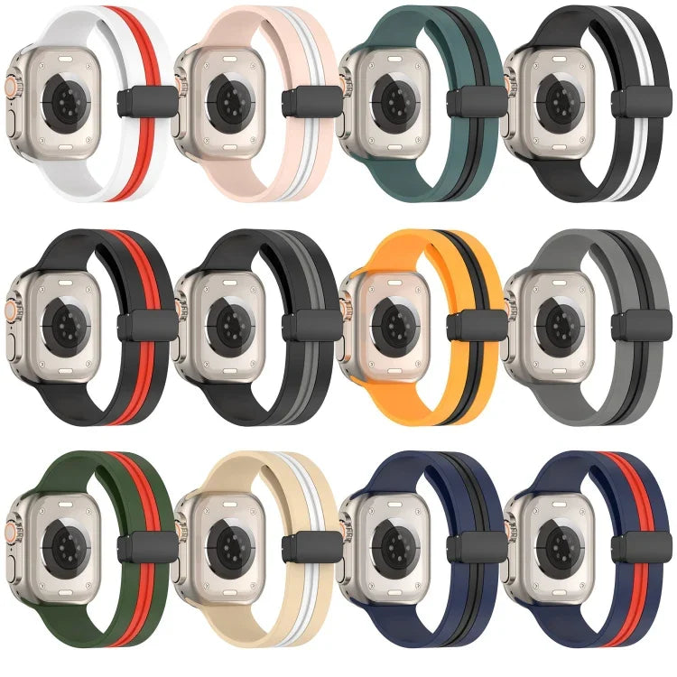 Dây đồng hồ silicone hai màu khóa nam châm, Dành cho Apple Watch Ultra 49mm, Dành cho Apple Watch Series 8&7 45mm, Dành cho Apple Watch Series 8&7 41mm