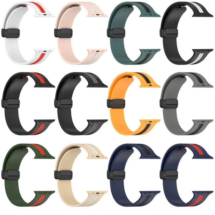 Dây đồng hồ silicone hai màu khóa nam châm, Dành cho Apple Watch Ultra 49mm, Dành cho Apple Watch Series 8&7 45mm, Dành cho Apple Watch Series 8&7 41mm