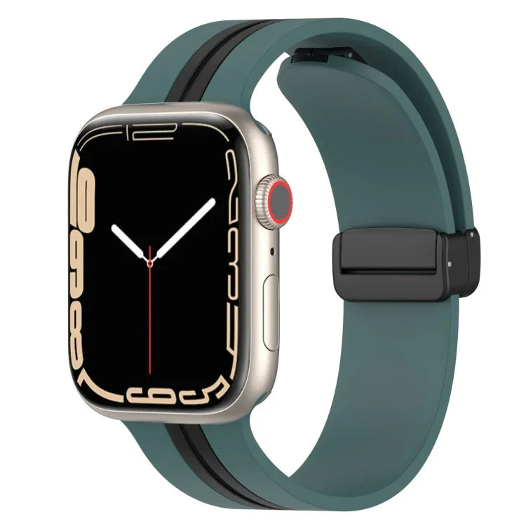 Dây đồng hồ silicone hai màu khóa nam châm, Dành cho Apple Watch Ultra 49mm, Dành cho Apple Watch Series 8&7 45mm, Dành cho Apple Watch Series 8&7 41mm