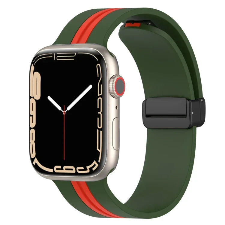 Dây đồng hồ silicone hai màu khóa nam châm, Dành cho Apple Watch Ultra 49mm, Dành cho Apple Watch Series 8&7 45mm, Dành cho Apple Watch Series 8&7 41mm