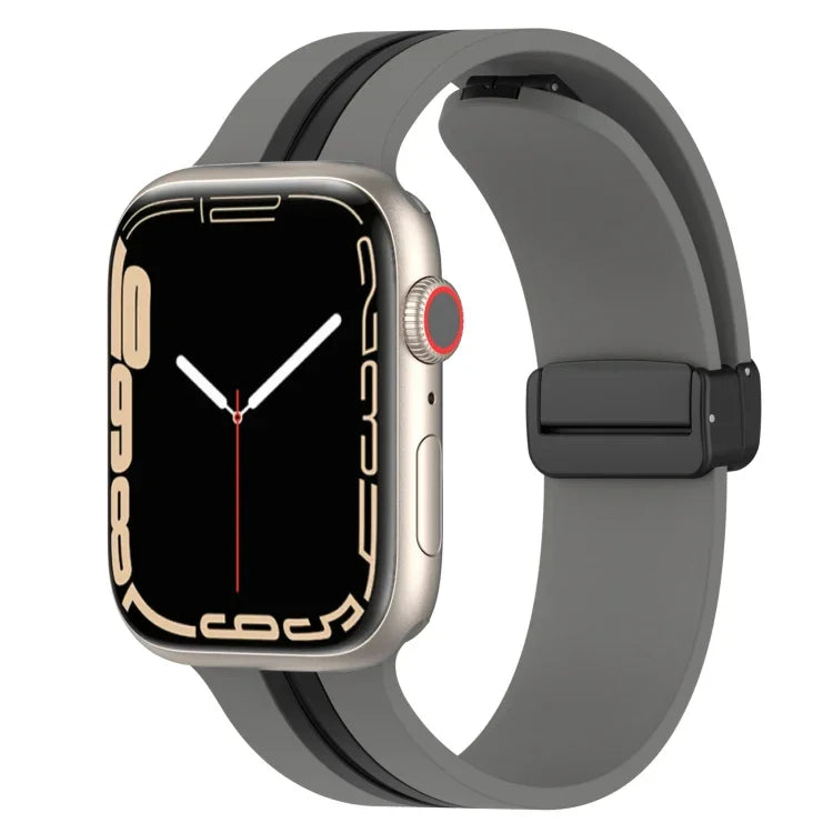 Dây đồng hồ silicone hai màu khóa nam châm, Dành cho Apple Watch Ultra 49mm, Dành cho Apple Watch Series 8&7 45mm, Dành cho Apple Watch Series 8&7 41mm