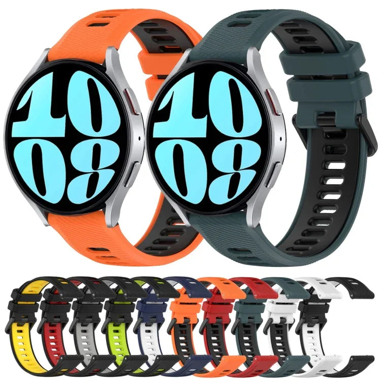 Dây đồng hồ silicone thể thao hai màu 20mm, cho Samsung Galaxy Watch 6 40mm, cho Samsung Galaxy Watch 6 Classic 43mm