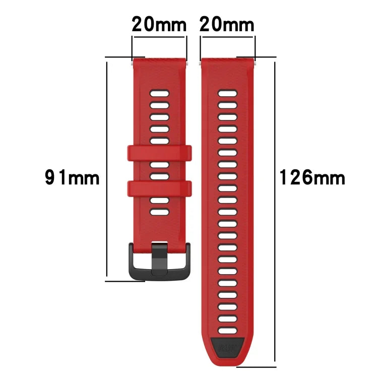 Dây đồng hồ silicone thể thao hai màu 20mm, cho Samsung Galaxy Watch 6 40mm, cho Samsung Galaxy Watch 6 Classic 43mm