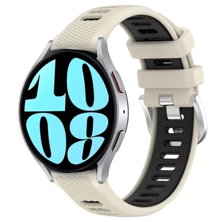 Dây đồng hồ silicone thể thao hai màu khóa thép 20mm, cho Samsung Galaxy Watch 6 40mm, cho Samsung Galaxy Watch 6 Classic 43mm