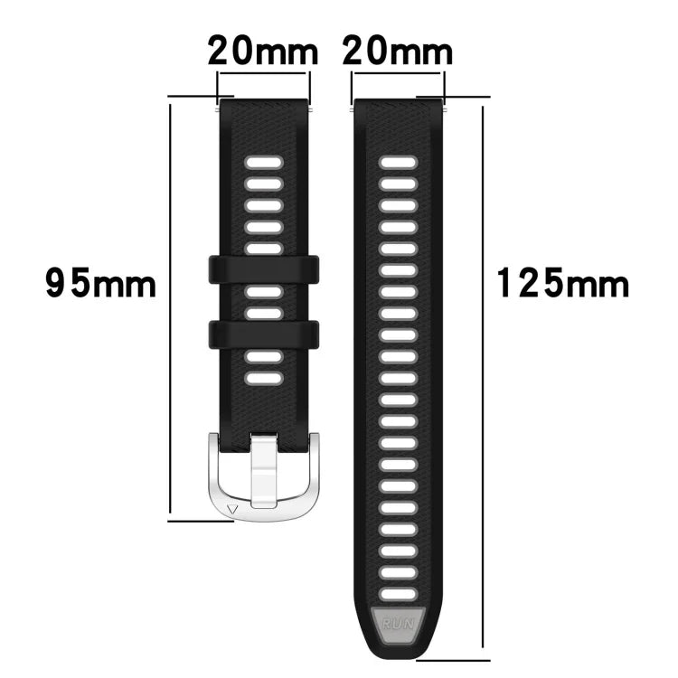 Dây đồng hồ silicone thể thao hai màu khóa thép 20mm, cho Samsung Galaxy Watch 6 40mm, cho Samsung Galaxy Watch 6 Classic 43mm