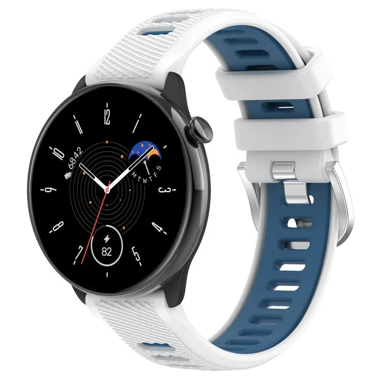 Dây đồng hồ silicone thể thao hai màu khóa thép 20mm, cho Samsung Galaxy Watch 6 40mm, cho Samsung Galaxy Watch 6 Classic 43mm