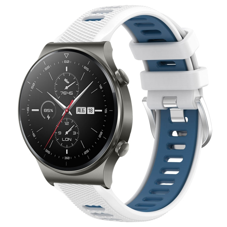 22mm Sports Two-Color Steel Buckle Silicone Watch Band, For Huawei GT2 Pro, For Huawei Watch GT 2E, For Huawei GT2 46mm, For Honor Watch GS 3