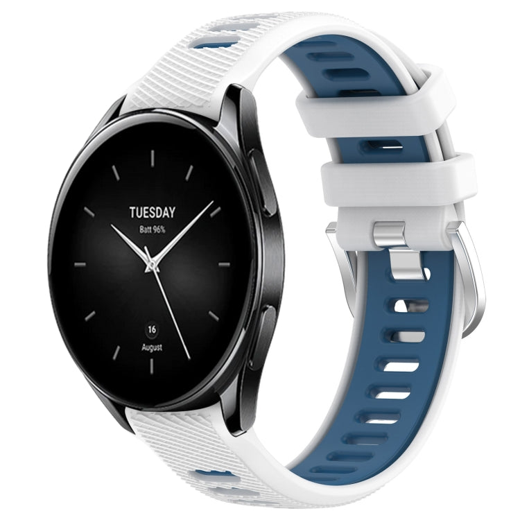22mm Sports Two-Color Steel Buckle Silicone Watch Band, For Xiaomi Watch S2 42mm, For Xiaomi Watch S2 46mm, For Xiaomi MI Watch S1, For Xiaomi MI Watch S1 Pro
