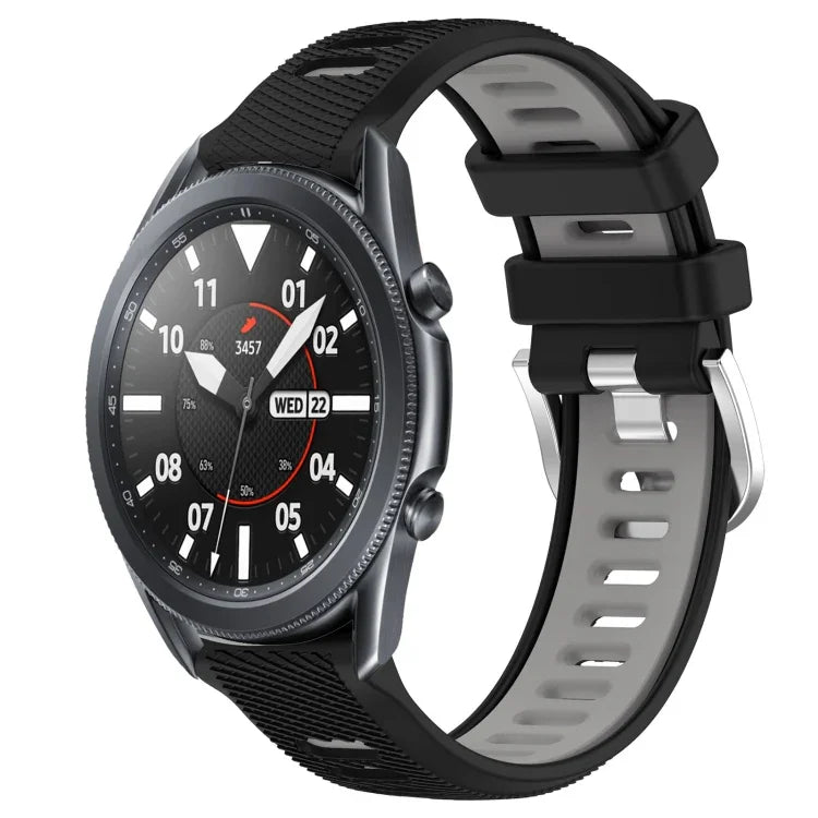 Dây đồng hồ silicone khóa thép thể thao hai màu 22mm, Dành cho Samsung Galaxy Watch3 45mm, Dành cho Samsung Galaxy Watch 46mm, Dành cho Samsung Gear S3 Classic, Dành cho Samsung Gear S3 Frontier