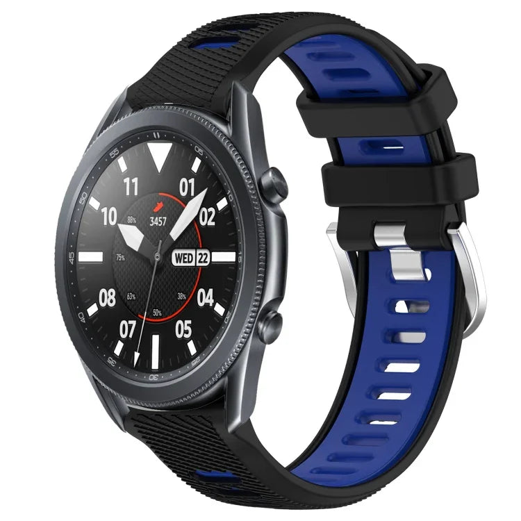 Dây đồng hồ silicone khóa thép thể thao hai màu 22mm, Dành cho Samsung Galaxy Watch3 45mm, Dành cho Samsung Galaxy Watch 46mm, Dành cho Samsung Gear S3 Classic, Dành cho Samsung Gear S3 Frontier