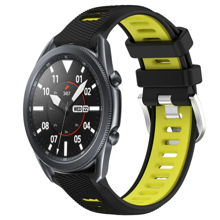 Dây đồng hồ silicone khóa thép thể thao hai màu 22mm, Dành cho Samsung Galaxy Watch3 45mm, Dành cho Samsung Galaxy Watch 46mm, Dành cho Samsung Gear S3 Classic, Dành cho Samsung Gear S3 Frontier
