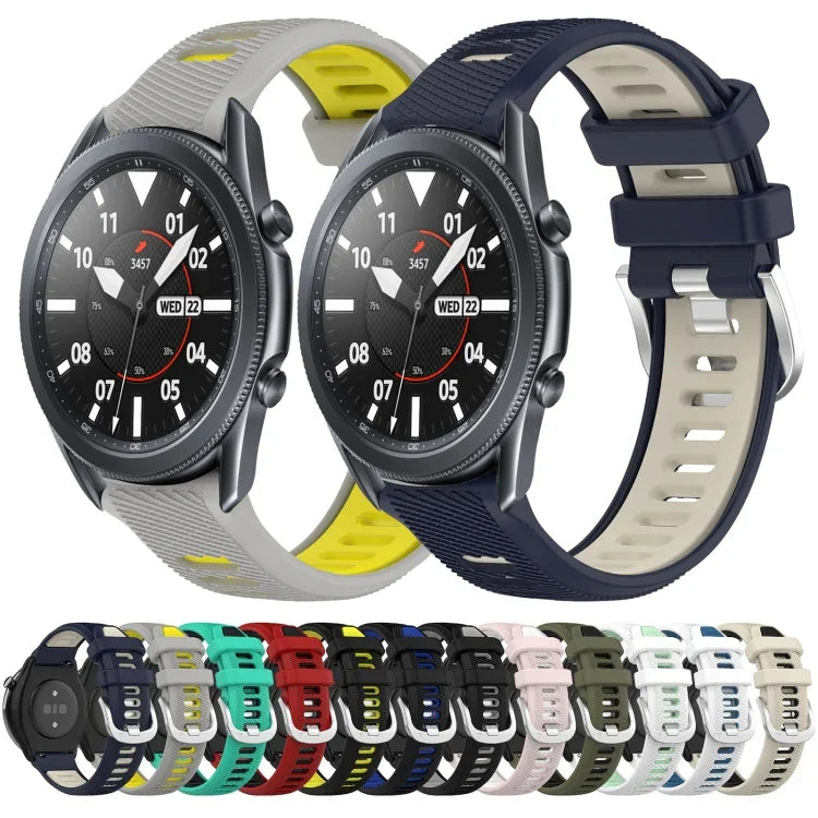 Dây đồng hồ silicone khóa thép thể thao hai màu 22mm, Dành cho Samsung Galaxy Watch3 45mm, Dành cho Samsung Galaxy Watch 46mm, Dành cho Samsung Gear S3 Classic, Dành cho Samsung Gear S3 Frontier