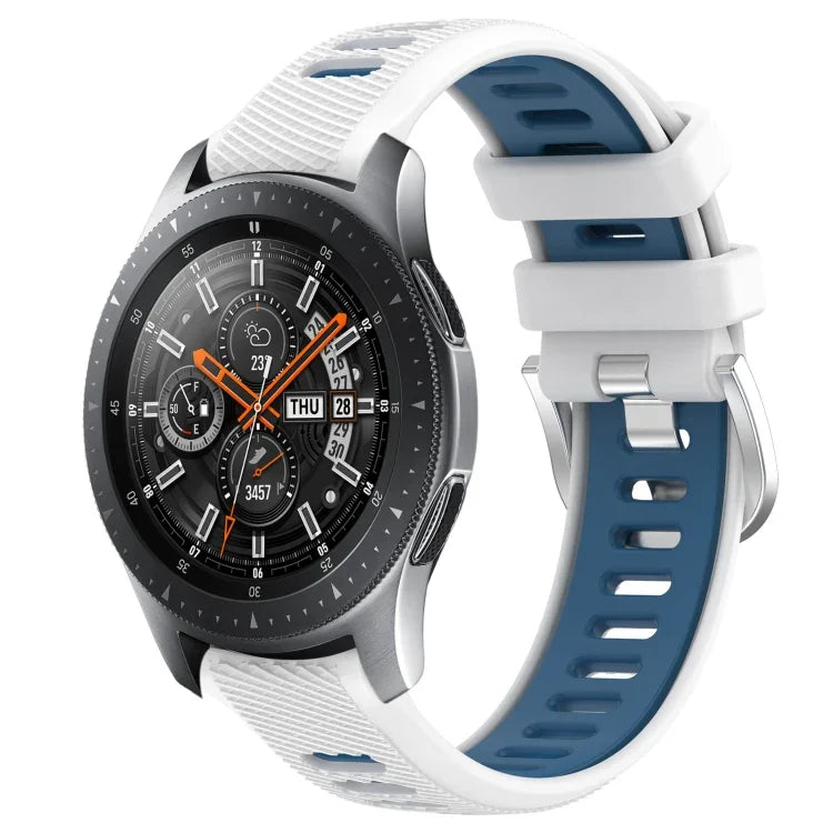 Dây đồng hồ silicone khóa thép thể thao hai màu 22mm, Dành cho Samsung Galaxy Watch3 45mm, Dành cho Samsung Galaxy Watch 46mm, Dành cho Samsung Gear S3 Classic, Dành cho Samsung Gear S3 Frontier
