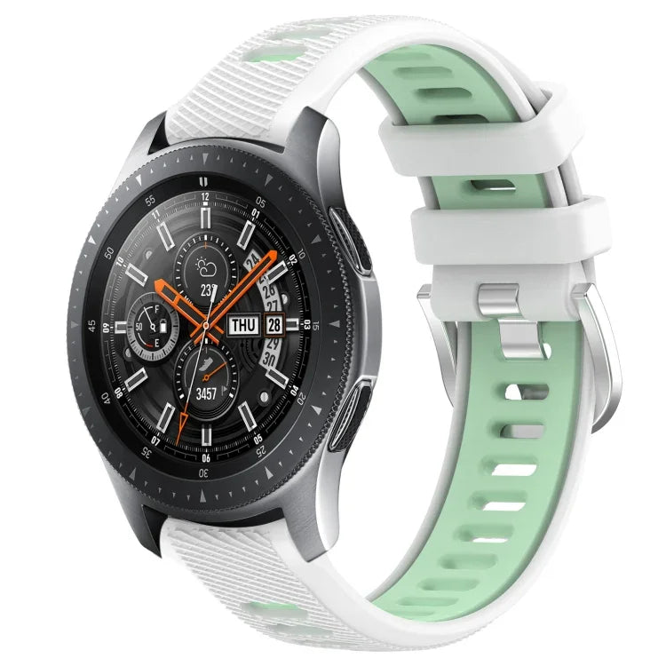 Dây đồng hồ silicone khóa thép thể thao hai màu 22mm, Dành cho Samsung Galaxy Watch3 45mm, Dành cho Samsung Galaxy Watch 46mm, Dành cho Samsung Gear S3 Classic, Dành cho Samsung Gear S3 Frontier