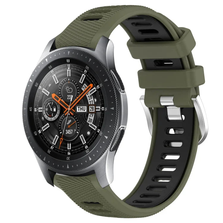Dây đồng hồ silicone khóa thép thể thao hai màu 22mm, Dành cho Samsung Galaxy Watch3 45mm, Dành cho Samsung Galaxy Watch 46mm, Dành cho Samsung Gear S3 Classic, Dành cho Samsung Gear S3 Frontier