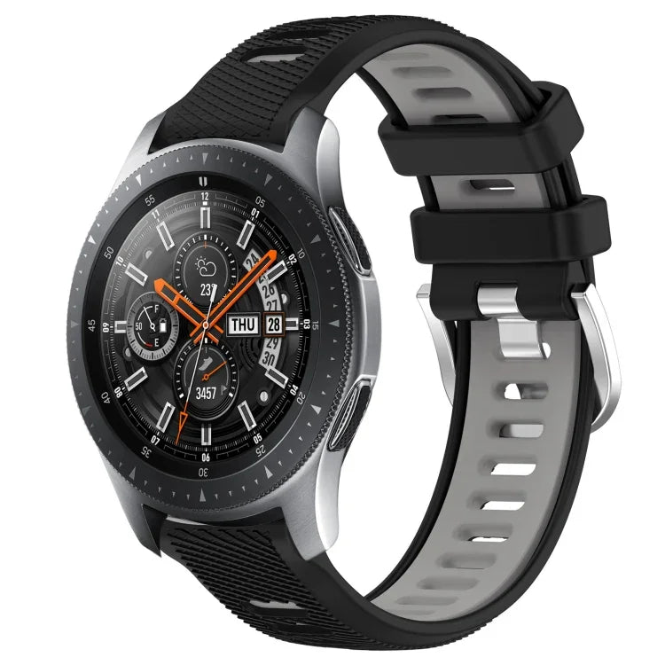 Dây đồng hồ silicone khóa thép thể thao hai màu 22mm, Dành cho Samsung Galaxy Watch3 45mm, Dành cho Samsung Galaxy Watch 46mm, Dành cho Samsung Gear S3 Classic, Dành cho Samsung Gear S3 Frontier