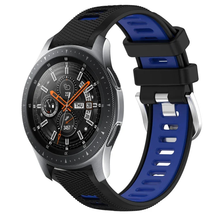 Dây đồng hồ silicone khóa thép thể thao hai màu 22mm, Dành cho Samsung Galaxy Watch3 45mm, Dành cho Samsung Galaxy Watch 46mm, Dành cho Samsung Gear S3 Classic, Dành cho Samsung Gear S3 Frontier