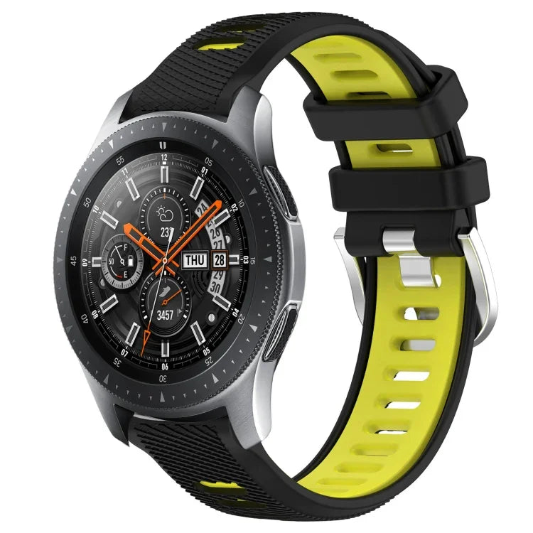 Dây đồng hồ silicone khóa thép thể thao hai màu 22mm, Dành cho Samsung Galaxy Watch3 45mm, Dành cho Samsung Galaxy Watch 46mm, Dành cho Samsung Gear S3 Classic, Dành cho Samsung Gear S3 Frontier