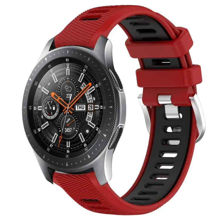 Dây đồng hồ silicone khóa thép thể thao hai màu 22mm, Dành cho Samsung Galaxy Watch3 45mm, Dành cho Samsung Galaxy Watch 46mm, Dành cho Samsung Gear S3 Classic, Dành cho Samsung Gear S3 Frontier