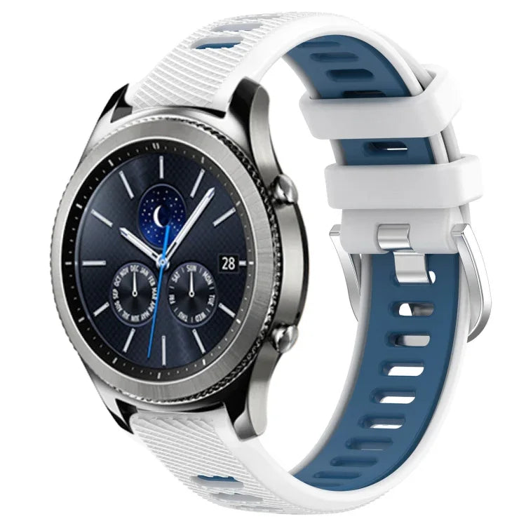 Dây đồng hồ silicone khóa thép thể thao hai màu 22mm, Dành cho Samsung Galaxy Watch3 45mm, Dành cho Samsung Galaxy Watch 46mm, Dành cho Samsung Gear S3 Classic, Dành cho Samsung Gear S3 Frontier
