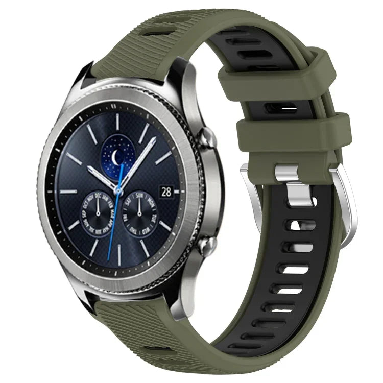 Dây đồng hồ silicone khóa thép thể thao hai màu 22mm, Dành cho Samsung Galaxy Watch3 45mm, Dành cho Samsung Galaxy Watch 46mm, Dành cho Samsung Gear S3 Classic, Dành cho Samsung Gear S3 Frontier