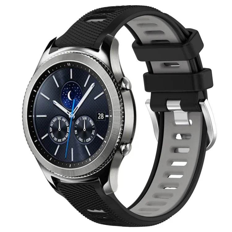 Dây đồng hồ silicone khóa thép thể thao hai màu 22mm, Dành cho Samsung Galaxy Watch3 45mm, Dành cho Samsung Galaxy Watch 46mm, Dành cho Samsung Gear S3 Classic, Dành cho Samsung Gear S3 Frontier