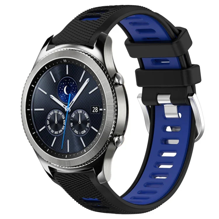 Dây đồng hồ silicone khóa thép thể thao hai màu 22mm, Dành cho Samsung Galaxy Watch3 45mm, Dành cho Samsung Galaxy Watch 46mm, Dành cho Samsung Gear S3 Classic, Dành cho Samsung Gear S3 Frontier