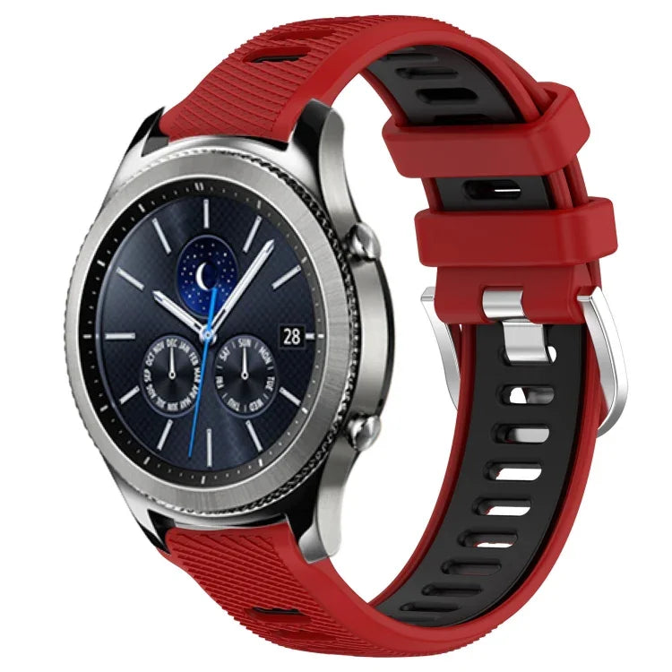 Dây đồng hồ silicone khóa thép thể thao hai màu 22mm, Dành cho Samsung Galaxy Watch3 45mm, Dành cho Samsung Galaxy Watch 46mm, Dành cho Samsung Gear S3 Classic, Dành cho Samsung Gear S3 Frontier