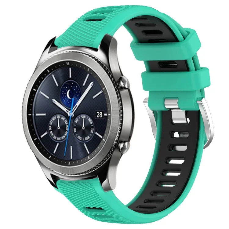Dây đồng hồ silicone khóa thép thể thao hai màu 22mm, Dành cho Samsung Galaxy Watch3 45mm, Dành cho Samsung Galaxy Watch 46mm, Dành cho Samsung Gear S3 Classic, Dành cho Samsung Gear S3 Frontier
