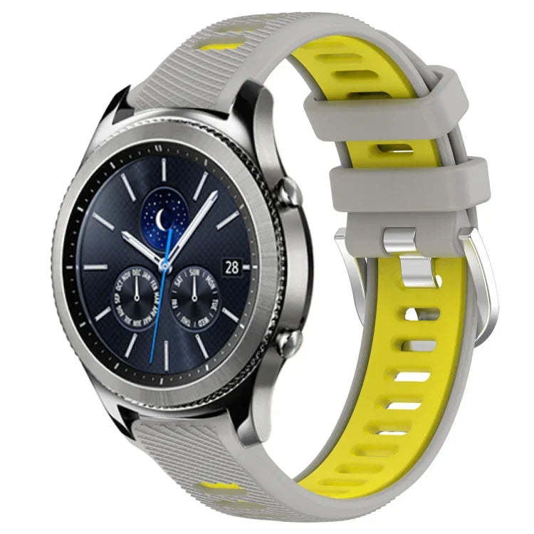 Dây đồng hồ silicone khóa thép thể thao hai màu 22mm, Dành cho Samsung Galaxy Watch3 45mm, Dành cho Samsung Galaxy Watch 46mm, Dành cho Samsung Gear S3 Classic, Dành cho Samsung Gear S3 Frontier