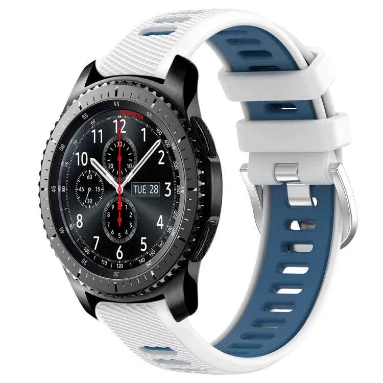 Dây đồng hồ silicone khóa thép thể thao hai màu 22mm, Dành cho Samsung Galaxy Watch3 45mm, Dành cho Samsung Galaxy Watch 46mm, Dành cho Samsung Gear S3 Classic, Dành cho Samsung Gear S3 Frontier