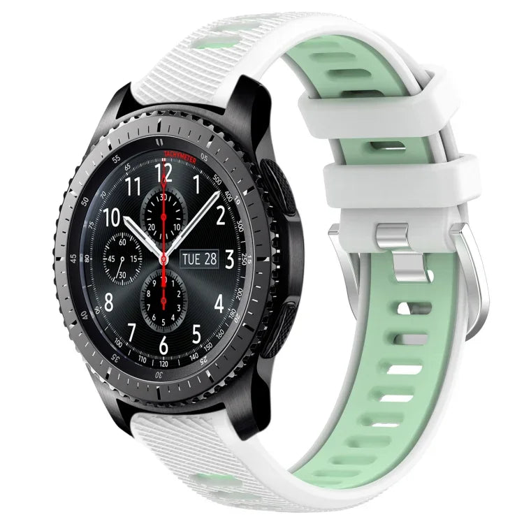 Dây đồng hồ silicone khóa thép thể thao hai màu 22mm, Dành cho Samsung Galaxy Watch3 45mm, Dành cho Samsung Galaxy Watch 46mm, Dành cho Samsung Gear S3 Classic, Dành cho Samsung Gear S3 Frontier