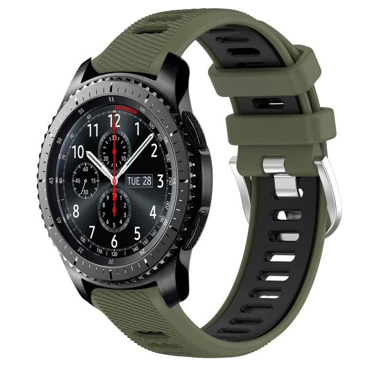 Dây đồng hồ silicone khóa thép thể thao hai màu 22mm, Dành cho Samsung Galaxy Watch3 45mm, Dành cho Samsung Galaxy Watch 46mm, Dành cho Samsung Gear S3 Classic, Dành cho Samsung Gear S3 Frontier