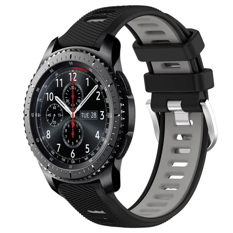 Dây đồng hồ silicone khóa thép thể thao hai màu 22mm, Dành cho Samsung Galaxy Watch3 45mm, Dành cho Samsung Galaxy Watch 46mm, Dành cho Samsung Gear S3 Classic, Dành cho Samsung Gear S3 Frontier