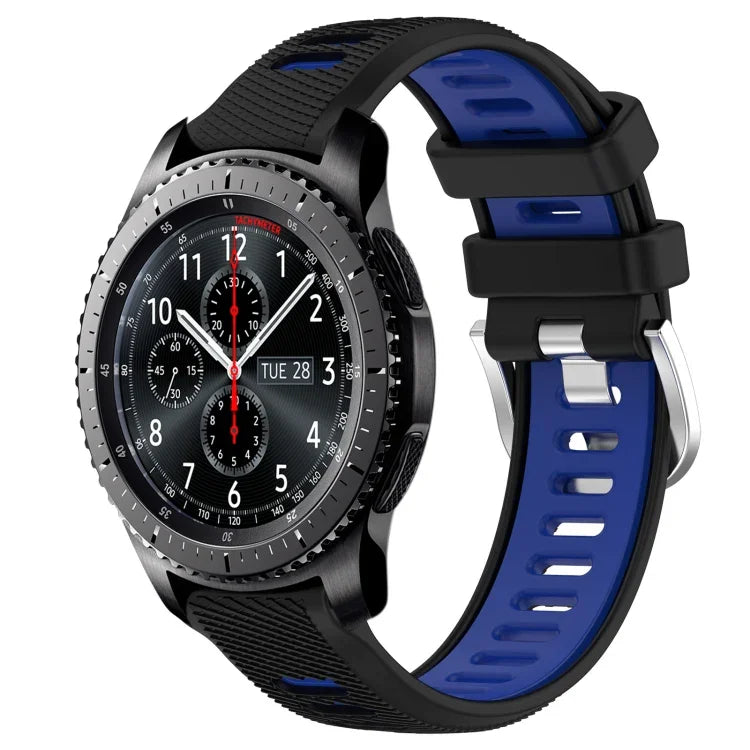 Dây đồng hồ silicone khóa thép thể thao hai màu 22mm, Dành cho Samsung Galaxy Watch3 45mm, Dành cho Samsung Galaxy Watch 46mm, Dành cho Samsung Gear S3 Classic, Dành cho Samsung Gear S3 Frontier