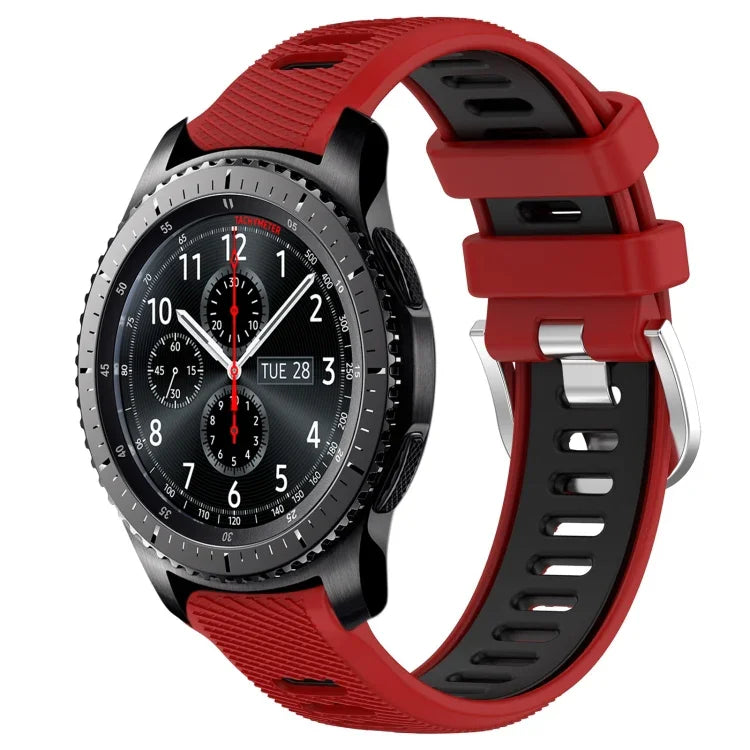 Dây đồng hồ silicone khóa thép thể thao hai màu 22mm, Dành cho Samsung Galaxy Watch3 45mm, Dành cho Samsung Galaxy Watch 46mm, Dành cho Samsung Gear S3 Classic, Dành cho Samsung Gear S3 Frontier