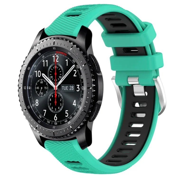 Dây đồng hồ silicone khóa thép thể thao hai màu 22mm, Dành cho Samsung Galaxy Watch3 45mm, Dành cho Samsung Galaxy Watch 46mm, Dành cho Samsung Gear S3 Classic, Dành cho Samsung Gear S3 Frontier