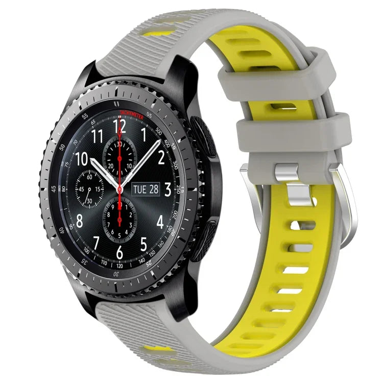 Dây đồng hồ silicone khóa thép thể thao hai màu 22mm, Dành cho Samsung Galaxy Watch3 45mm, Dành cho Samsung Galaxy Watch 46mm, Dành cho Samsung Gear S3 Classic, Dành cho Samsung Gear S3 Frontier