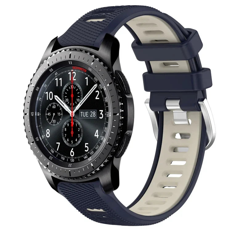 Dây đồng hồ silicone khóa thép thể thao hai màu 22mm, Dành cho Samsung Galaxy Watch3 45mm, Dành cho Samsung Galaxy Watch 46mm, Dành cho Samsung Gear S3 Classic, Dành cho Samsung Gear S3 Frontier