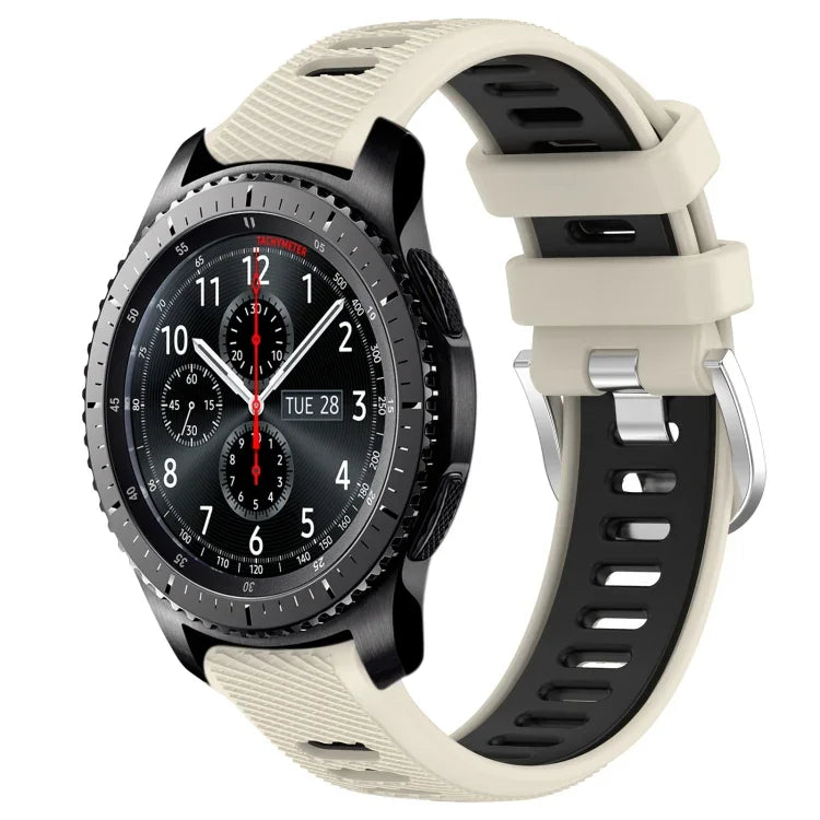 Dây đồng hồ silicone khóa thép thể thao hai màu 22mm, Dành cho Samsung Galaxy Watch3 45mm, Dành cho Samsung Galaxy Watch 46mm, Dành cho Samsung Gear S3 Classic, Dành cho Samsung Gear S3 Frontier