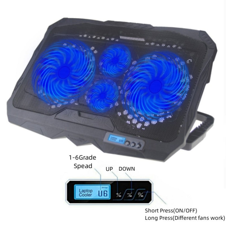 Đế tản nhiệt laptop chơi game hợp kim nhôm bốn quạt gập được có hiển thị tốc độ gió S18, S18