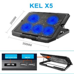 Giá đỡ làm mát máy tính xách tay X5 có 5 quạt, 7 cấp điều chỉnh chiều cao, làm việc im lặng, X5