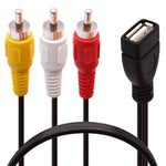 JUNSUNMAY Cáp chia âm thanh video USB cái sang 3 đầu RCA đực, 0,2m, 1,5m