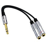 Bộ chuyển đổi âm thanh JUNSUNMAY 6.35mm đực sang đôi 6.35mm cái stereo, chiều dài: 0.2m