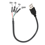 JUNSUNMAY Cáp mở rộng bộ chuyển đổi đầu cắm USB 2.0 A sang đầu cái 4 chân Dupont cho bo mạch chủ, chiều dài: 0,3m, USB đực, USB cái