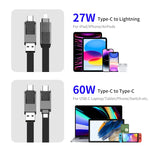 ENKAY ENK-CB134 Cáp sạc nhanh dữ liệu từ USB-A / Type-C sang 8 Pin / Type-C bện nylon 4 trong 1 60W có nam châm, dài 0,15m, 1,2m