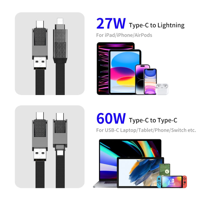 ENKAY ENK-CB134 Cáp sạc nhanh dữ liệu từ USB-A / Type-C sang 8 Pin / Type-C bện nylon 4 trong 1 60W có nam châm, dài 0,15m, 1,2m