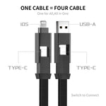 ENKAY ENK-CB134 Cáp sạc nhanh dữ liệu từ USB-A / Type-C sang 8 Pin / Type-C bện nylon 4 trong 1 60W có nam châm, dài 0,15m, 1,2m