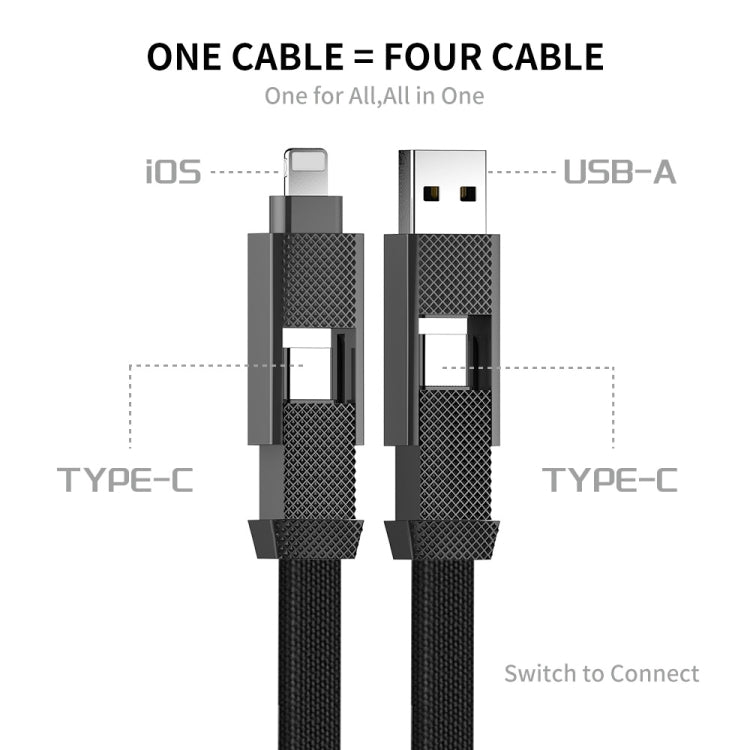 ENKAY ENK-CB134 Cáp sạc nhanh dữ liệu từ USB-A / Type-C sang 8 Pin / Type-C bện nylon 4 trong 1 60W có nam châm, dài 0,15m, 1,2m
